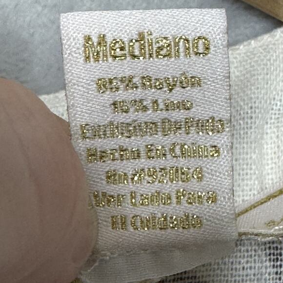 Rich & Famous Tank Top Womens Medium White Brown Paisley Halter Beaded Trim - Picture 5 of 7